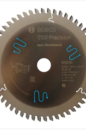 Nouveauté Bosch Lame de scie circulaire Top Precision Best pour multi matériaux 165 x 20 x 1,8 mm, 56 Dents ( 2608642387 )