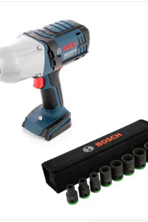 Prix Bas Bosch GDS 18 V-LI HT Professional Boulonneuses à chocs sans-fil ( 06019B1300 ) sans Batteries, ni Chargeur + Set de 9 douilles Impact 1/2" ( 2608551100 )