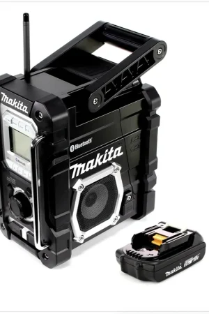 Makita DMR 108 B 7,2 - 18 V Radio de chantier sans fil (noire) avec Bluetooth + 1x Batterie BL 1820 18V - 2,0 Ah - sans Chargeur Prix Choc