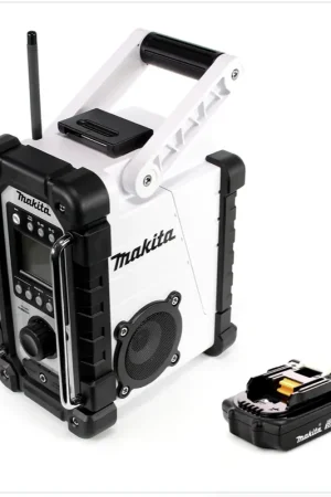 Livraison Express Makita DMR 107 W 7,2 - 18 V Radio de chantier Blanc + 1x Batterie BL 1820 18V - 2Ah - sans Chargeur