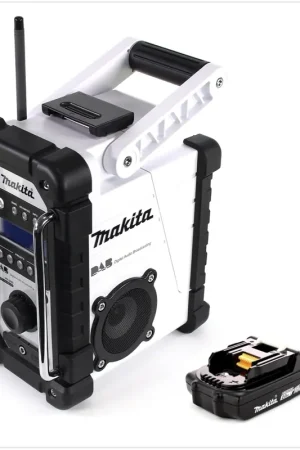 Satisfait Ou Remboursé Makita DMR 109 W Radio de chantier Blanc 7,2 - 18 V + 1x Batterie BL 1820 18V - 2,0 Ah - sans Chargeur