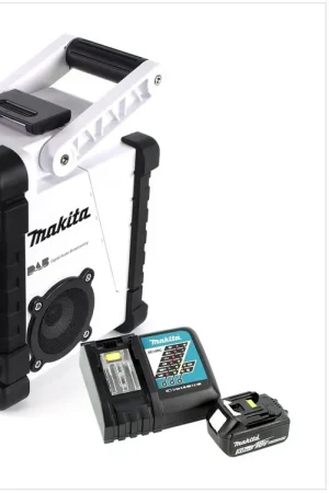 Makita DMR 109 W Radio de chantier Blanc 7,2 - 18 V + 1x Batterie BL 1850 18V - 5,0 Ah + 1x Chargeur rapide DC 18 RC Affaire À Saisir
