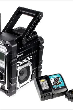 Makita DMR 106 B Radio de chantier sans fil (noire) avec Bluetooth + 1x Batterie BL 1820 18 V 2,0 Ah + Chargeur DC 18 RC Offre Exclusive