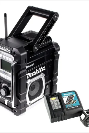 Super Prix Makita DMR 106 B Radio de chantier sans fil (noire) avec Bluetooth + 1x Batterie BL 1850 18 V 5,0 Ah + Chargeur DC 18 RC