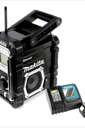 Vente Directe Makita DMR 108 B 7,2 - 18 V Radio de chantier sans fil (noire) avec Bluetooth + 1x Batterie BL 1850 18V - 5,0 Ah + Charegeur DC 18 RC