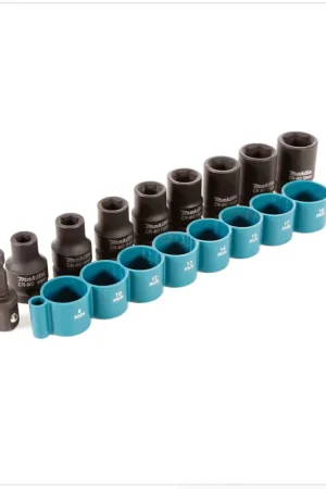 Satisfait Ou Remboursé Makita B-54645 Douilles pour visseuses à chocs 1/2" 9 pcs. de 8 à 18 mm avec Adaptateur d'emmanchement 1/4'