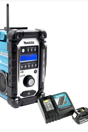 Makita DMR 104 Radio de chantier Vert DAB Digital + 1x Batterie BL 1850 18V 5Ah + Chargeur rapide DC 18 RC Promotion