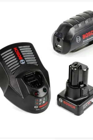 Populaire Bosch Power Set avec GAA Professional Adaptateur de Batteries 10,8 V / 12 V pour charger via USB + 1x Batterie GBA 12 V 4,0 Ah Li-Ion + Chargeur rapide GAL 1230 CL