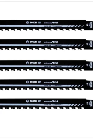 Bosch 5x Lames de scie sabre S 1543 HM 240mm / 9" pour scier dans la brique, béton cellulaire et matériaux abrasifs Certifié