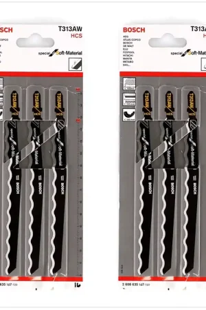 Bosch 6x Lames de scie sauteuse T 313 AW 126mm pour scier dans des matériaux tendres Pas Cher