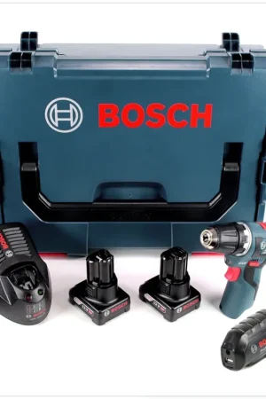 Prix Cassé Bosch GSR 12V-20 Professional Perceuse-visseuse sans fil brushless 20 Nm avec boîtier L-Boxx + 2x Batteries GBA 4,0 Ah + Chargeur GAL 1230 + Adaptateur GAA USB 12V
