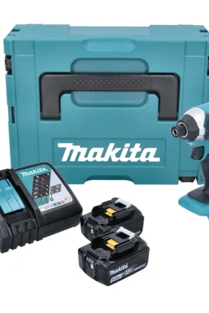 Produit De Marque Makita DTD 152 RTJ 18V Li-Ion Visseuse à chocs sans fil avec boîtier Makpac + 2x Batteries BL 1850 5,0 Ah Li-Ion + 1x Chargeur rapide DC 18 RC