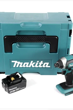 Makita DTD 152 T1J 18V Li-Ion Visseuse à chocs sans fil avec boîtier Makpac + 1x Batterie BL 1850 5,0 Ah Li-Ion - sans Chargeur Prix Bas