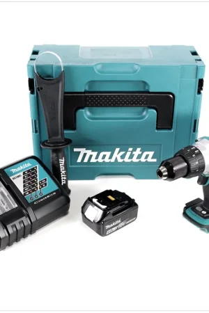 Pas Cher Makita DDF 458 RM1J Perceuse-visseuse sans fil 18 V, 91 Nm + 1x Batterie 4,0 Ah + Chargeur + Coffret Makpac