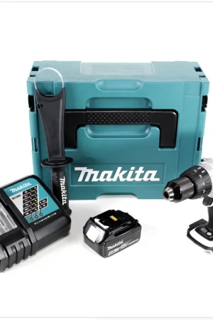 Makita DDF 458 W RM1J Perceuse-visseuse sans fil 18 V 91 Nm en blanc en Makpac avec 1 batterie 4,0 Ah et chargeur Promotion