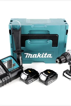 Bon Marché Makita DDF 458 W RMJ 18 V perceuse-visseuse sans fil 91 Nm en blanc en Makpac avec 2x batterie 4,0 Ah et chargeur