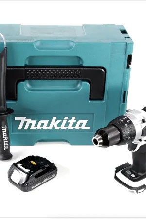 Jusqu'à Épuisement Des Stocks Makita DDF 458 W Y1J Perceuse-visseuse sans fil 18 V 91 Nm en blanc en Makpac avec 1x batterie BL1815N 1,5 Ah