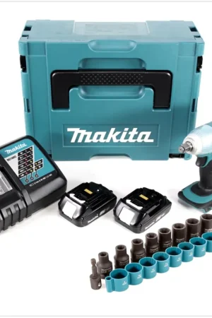 Makita DTW 251 RAJ clé à chocs sans fil 18 V 230 Nm 1/2" + 2x batteries 2,0 Ah + chargeur + jeu de 9 clés à douilles + Makpac Promotion