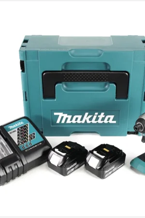 Makita DTD 153 RFJ Visseuse à percussion sans fil 18V, 1/4", 170 Nm, sans balai + 2x Batteries 3,0 Ah + Chargeur rapide + Makpac 2 Haute Qualité