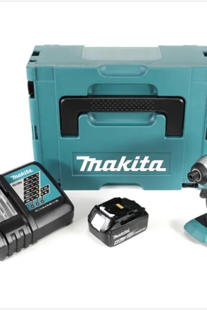 Makita DTD 153 RM1J 18V Brushless Visseuse à choc sans fil + Boîter Makpac + 1x Batterie BL 1840 4,0 Ah Li-Ion + Chargeur DC 18 RC Offre Du Jour