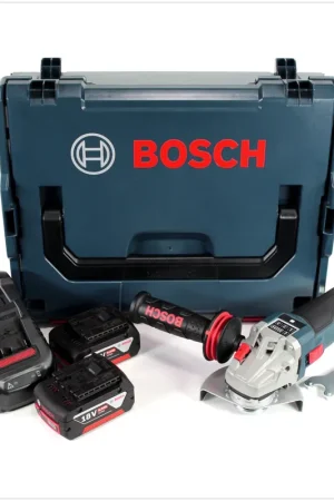 Bosch GWS 18 V 115 SC Professional Meuleuse angulaire sans fil 115 mm + Boîtier L-Boxx + 2x Batteries GBA 18 V 6,0 Ah + Chargeur GAL 1880 CV + Module de connectivité Bluetooth GCY 30-4 Meilleure Vente