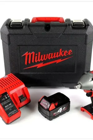 Milwaukee M18 BIW12 Batterie Li-Ion 18 V Clé à chocs 1/2" + 1 batterie 4 Ah + chargeur dans mallette à outils Livraison Express