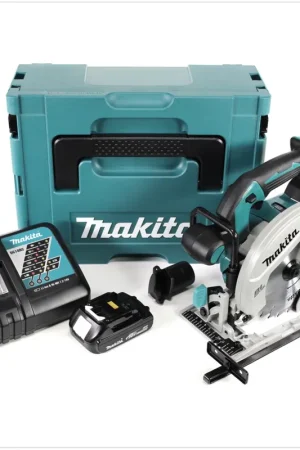 Authentique Makita DHS 680 RY1J Scie circulaire 18 V 165 mm Brushless + 1x batterie 1,5 Ah + chargeur + Makpac