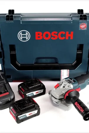 Bosch GWS 18 V-125 SC Professional Meuleuse angulaire sans fil avec boîtier L-Boxx + 2x Batteries 6,3 Ah EneRacer + Chargeur GAL 1880 CV Must-Have
