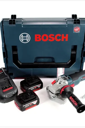 Dernière Chance Bosch GWS 18 V-125 SC Professional Meuleuse angulaire sans fil avec boîtier L-Boxx + 2x Batteries GBA 6,0 Ah + Chargeur GAL 1880 CV