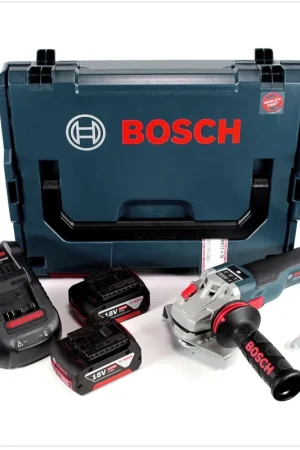 Bosch GWS 18 V-125 SC Professional Meuleuse angulaire sans fil avec boîtier L-Boxx + 2x Batteries GBA 5,0 Ah + Chargeur GAL 1880 CV Produit De Marque