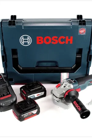 Bosch GWS 18 V-125 SC Professional Meuleuse angulaire sans fil 125mm brushless avec boîtier L-Boxx + 2x Batteries GBA 6,0 / 6,3 Ah EneRacer + Chargeur GAL 1880 CV Nouvelle Collection