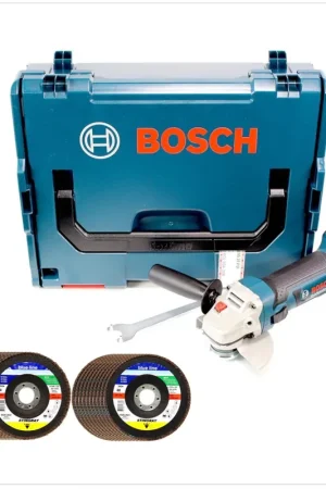 Solde Bosch GWS 18-125 V-LI 125 mm Professional Meuleuse angulaire sans fil avec boîtier L-Boxx + 20x Disques à lamelles SIA Stingray - sans Batterie, ni Chargeur