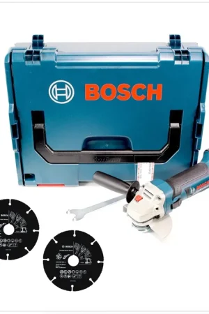 Prix Réduit Bosch GWS 18-125 V-LI 125 mm Professional Meuleuse angulaire sans fil avec boîtier L-Boxx + 2x Disques Carbure Bosch Carbide Multi Wheel