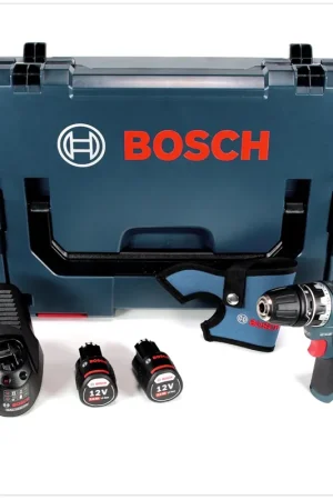 Commander Vite Bosch GSR 12V-15 FC Professional Perceuse-visseuse sans fil FlexiClick avec embout pour mandrin, en coffret L avec 2x Bosch GBA 3,0 Ah batterie et chargeur GAL 1230 CV