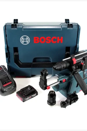 Bosch GBH 18 V-26 F Perforateur sans fil Professional SDS-Plus avec Boîtier de transport L-Boxx + Collecteur de poussière sans fil GDE 18 V-16 + 1x Batterie GBA 2 Ah + Chargeur GAL 1880 CV Satisfait Ou Remboursé
