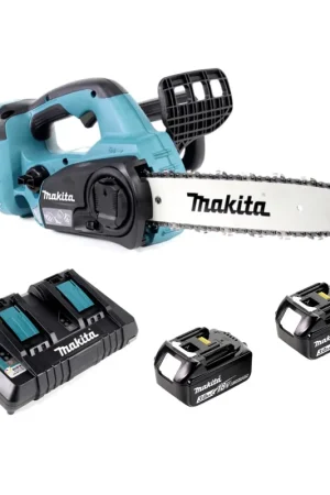 Makita DUC 302 PF2 Tronçonneuse d'élagage sans fil 30 cm 36V ( 2x18V ) + 2x Batteries 3,0 Ah + Double chargeur Prix Choc