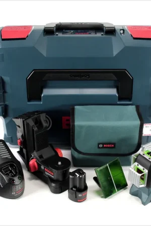 Bosch Professional GLL 3-80 CG Laser lignes avec boîtier L-Boxx + 1x Batterie GBA 12 V 2,0 Ah + 1x Chargeur GAL 1230 CV + Accessoires ( 0601063T00 ) Top Vente