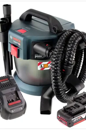 Prix Promo Bosch GAS 18V-10 L Professional Li-Ion Aspirateur sans fil pour poussières et liquide + 2x Batteries GBA 6,0 Ah + Chargeur GAL 1880 CV