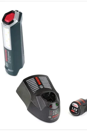 Solde Bosch Professional GLI 12V-300 Lampe sans fil + 1x Batterie GBA 12 V 3,0 Ah + Chargeur GAL 1230