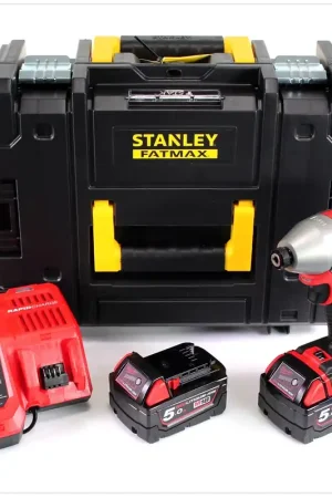 Milwaukee M18 BID 502FC 18 V Li-Ion Visseuse à chocs sans fil + 2x Batteries 5 Ah + Boîtier de transport TStak + Chargeur Promotion Saisonnière