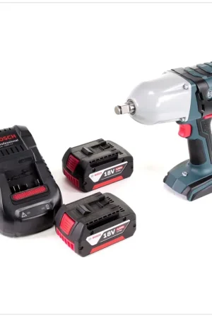 Bosch GDS 18 V-LI HT Professional Boulonneuses à chocs sans-fil + 2x Batteries Bosch GBA 18 V 4,0 Ah + Chargeur GAL 1880 Commande En Gros