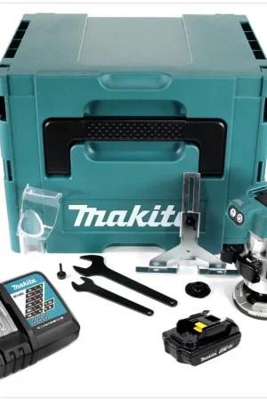 Makita DRT 50 Y1J-D Fraiseuse multifonction sans fil 18V brushless + 1x Batterie 1.5Ah + Chargeur + Makpac Must-Have