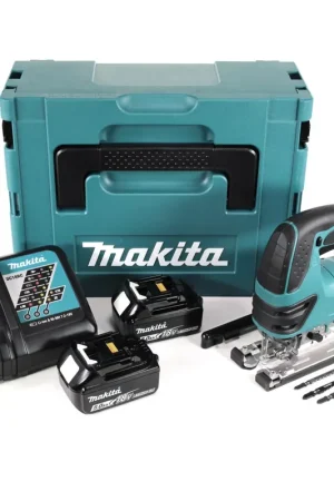 Bon Marché Makita DJV 180 RTJ Scie sauteuse sans fil 18V + 2x Batteries 5.0Ah + Chargeur + Makpac