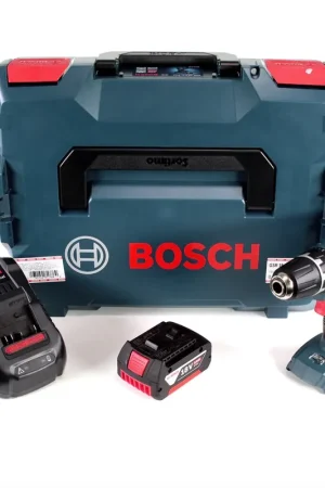 Bosch Professional GSR 18-2-Li Plus 18 V Perceuse-visseuse sans fil + Coffret de transport L-Boxx + 1 x Batterie 5,0 Ah + Chargeur rapide Vente Flash