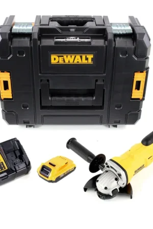 DeWalt DCG 412 18 V 125 mm XR Li-Ion Meuleuse sans fil avec Coffret de transport TSTAK + 1x Batterie DCB 183 2,0 Ah +1x Chargeur DCB 115 Nouvel Arrivage