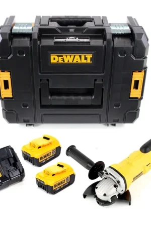DeWalt DCG 412 - 18 V 125 mm XR Li-Ion Meuleuse sans fil avec Coffret de transport TSTAK + 2x Batteries DCB 182 4,0 Ah +1x Chargeur DCB 115 Seulement Aujourd'hui