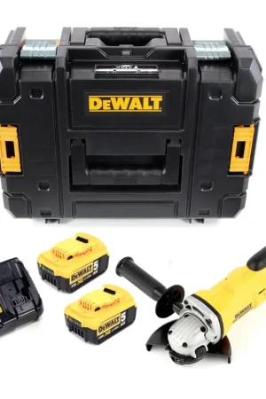 DeWalt DCG 412 P2 18 V 125 mm XR Li-Ion Meuleuse sans fil avec Coffret de transport TSTAK + 2x Batteries DCB 184 5,0 Ah +1x Chargeur DCB 115 Meilleur Prix