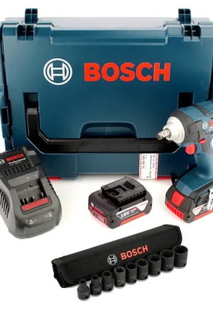 Clé à chocs rotative sans fil Bosch GDS 18 V-EC 250 18 V 250 Nm sans balais + 2 x batteries 5,0 Ah + chargeur + insert pour clé à douille + L-Boxx Prix Réduit