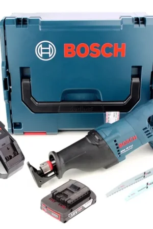 Bosch GSA 18 V-LI Professional 18 V Scie sabre sans fil avec boîtier L-Boxx + 1x Batterie 2,0 Ah + Chargeur AL 1820 CV Offre Du Jour