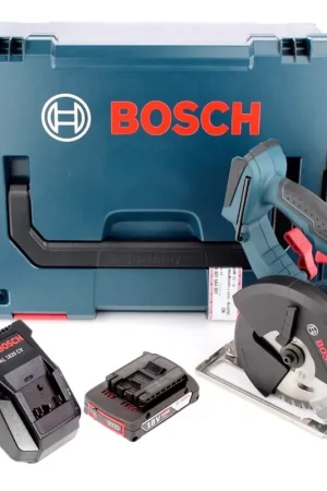 Bosch GKM 18 V-Li Professional Scie circulaire sans fil 136 mm + Coffret L-Boxx + Chargeur AL 1820 CV + 1x Batterie GBA 2 Ah Affaire À Saisir